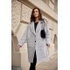 Palton dama midi oversize, gri, cu buzunare aplicate, Francys Palton dama midi oversize, gri, cu buzunare aplicate, Francys 2 - jojofashion.ro