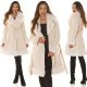 Palton dama midi, stil cojoc, din piele eco intoarsa, bej, cu blana, Chayenne 9 - jojofashion.ro
