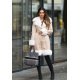Palton dama midi, stil cojoc, din piele eco intoarsa, cappuccino, cu blana, Chayenne 2 - jojofashion.ro