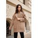 Palton dama scurt, cappuccino, oversize, cu buzunare aplicate, Sanchez 2 - jojofashion.ro