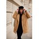 Palton dama scurt, caramel, oversize, cu buzunare aplicate, Sanchez 2 - jojofashion.ro