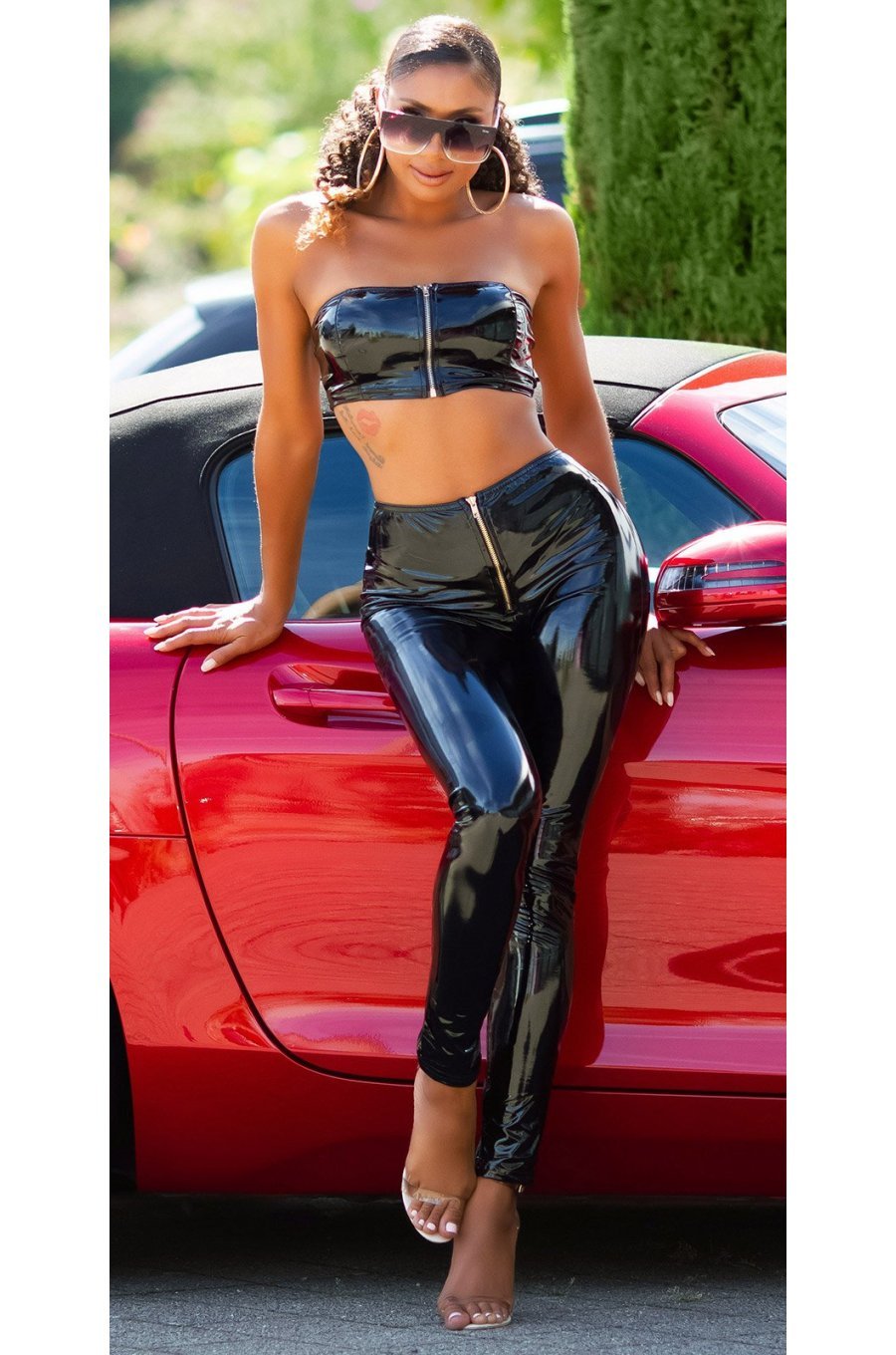 Pantaloni dama casual negri din latex, skinny Tomasa Pantaloni dama casual negri din latex, skinny Tomasa 3 - jojofashion.ro