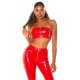 Pantaloni dama casual rosii latex, skinny Tomasa 7 - jojofashion.ro