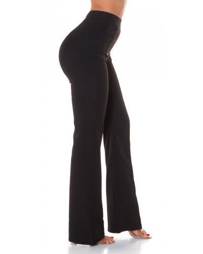 Pantaloni dama, Pantaloni dama eleganti negri evazati office Clara - jojofashion.ro