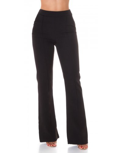 Pantaloni dama, Pantaloni dama eleganti negri evazati office Clara - jojofashion.ro