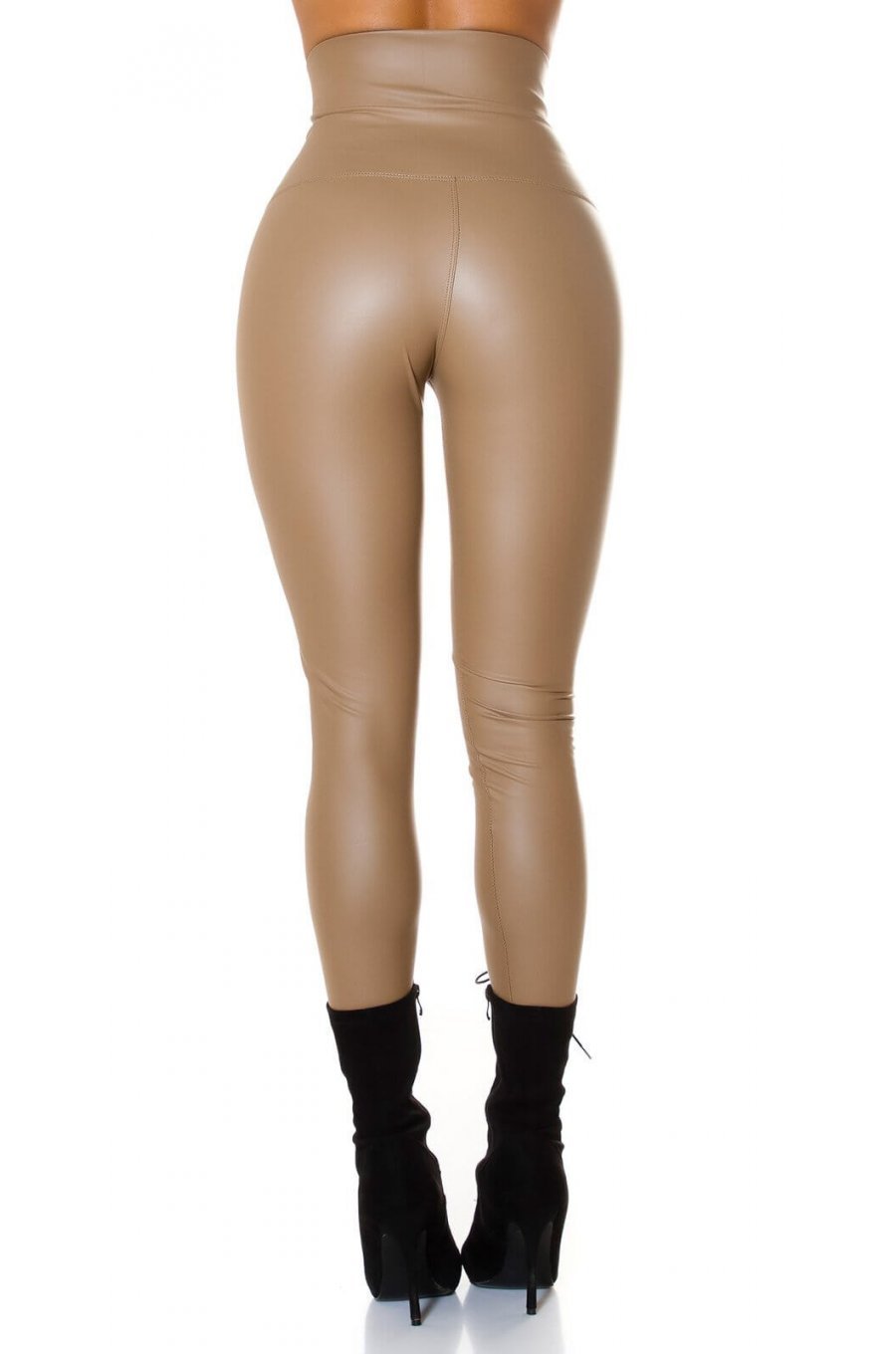 Colanti dama piele eco cappuccino termici cu corset Jennie 2 - jojofashion.ro