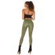 Colanti termici kaki cu talie inalta snake print Krissty 3 - jojofashion.ro