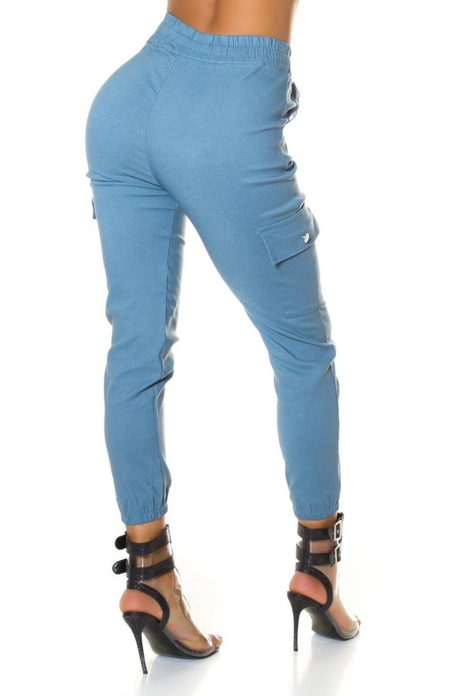 Pantaloni dama albastri cargo cu buzunare aplicate Haru Pantaloni dama albastri cargo cu buzunare aplicate Haru 2 - jojofashion.ro