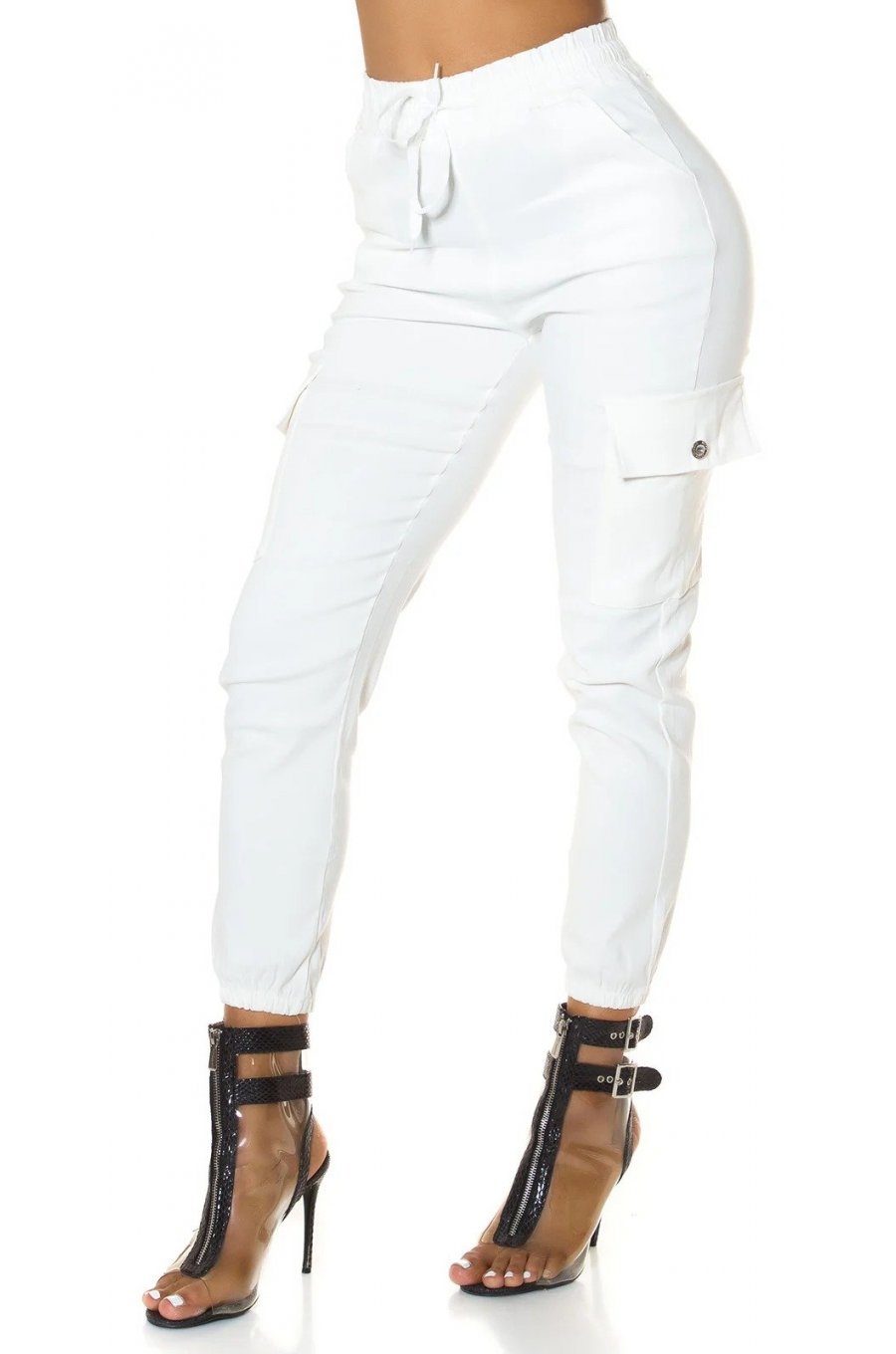 Pantaloni dama albi cargo cu buzunare aplicate Haru Pantaloni dama albi cargo cu buzunare aplicate Haru 5 - jojofashion.ro