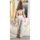 Pantaloni dama albi, transparenti, cu talia inalta, Najjari Pantaloni dama albi, transparenti, cu talia inalta, Najjari 4 - jojofashion.ro