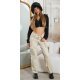 Pantaloni dama cargo bej, din bumbac, cu talia inalta, Morann Pantaloni dama cargo bej, din bumbac, cu talia inalta, Morann 4 - jojofashion.ro
