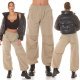 Pantaloni dama cargo, cappuccino, oversize, Tenille Pantaloni dama cargo, cappuccino, oversize, Tenille 7 - jojofashion.ro