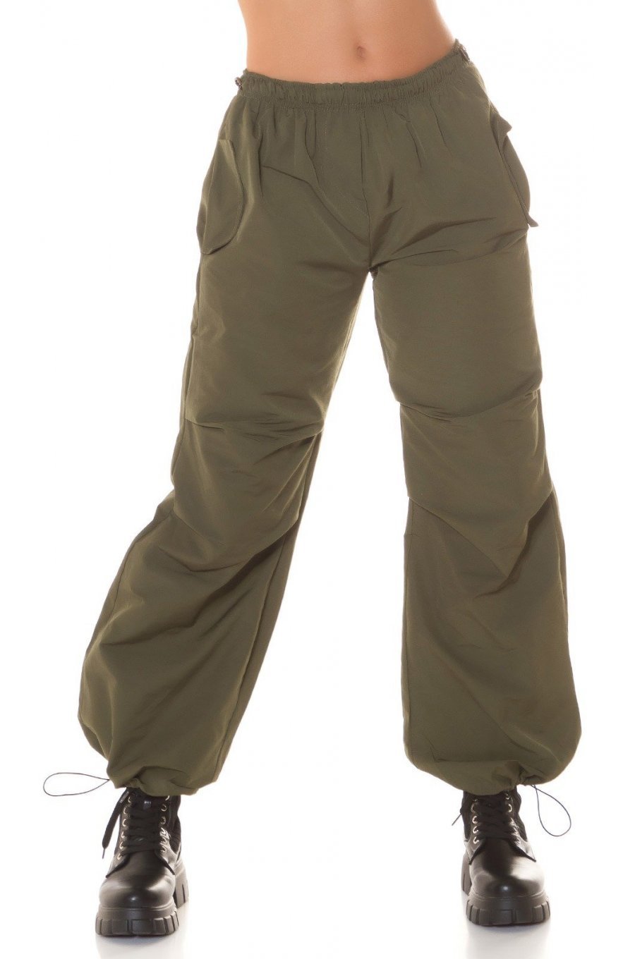 Pantaloni dama cargo, kaki, oversize, Tenille Pantaloni dama cargo, kaki, oversize, Tenille 1 - jojofashion.ro