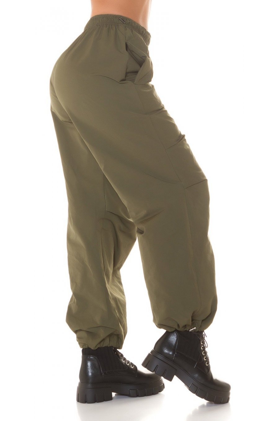 Pantaloni dama cargo, kaki, oversize, Tenille Pantaloni dama cargo, kaki, oversize, Tenille 2 - jojofashion.ro