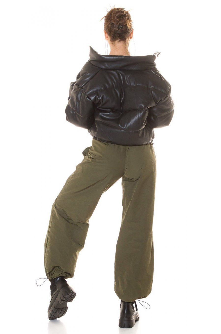 Pantaloni dama cargo, kaki, oversize, Tenille Pantaloni dama cargo, kaki, oversize, Tenille 5 - jojofashion.ro