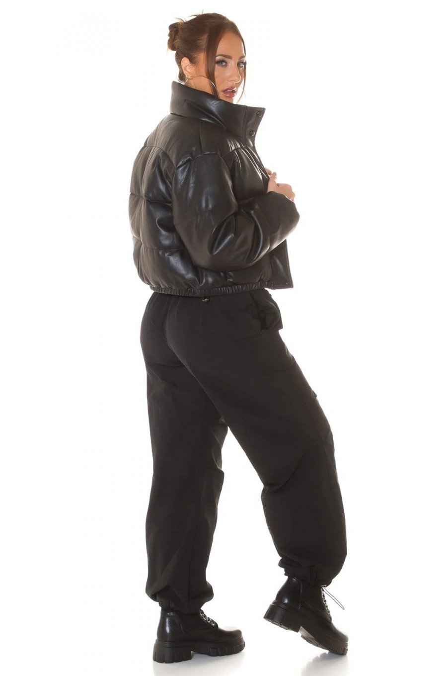Pantaloni dama cargo, negri, oversize, Tenille Pantaloni dama cargo, negri, oversize, Tenille 4 - jojofashion.ro