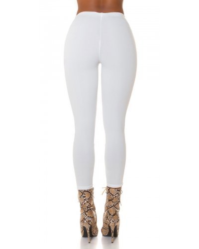 Pantaloni dama casual, albi, cu talia inalta, mulati, Shamra - jojofashion.ro