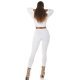 Pantaloni dama casual, albi, cu talia inalta, mulati, Shamra 7 - jojofashion.ro