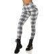 Pantaloni dama casual albi in carouri cu talia inalta Kariert 2 - jojofashion.ro
