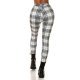 Pantaloni dama casual albi in carouri cu talia inalta Kariert 3 - jojofashion.ro