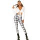 Pantaloni dama casual albi in carouri cu talia inalta Kariert 4 - jojofashion.ro