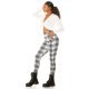 Pantaloni dama casual albi in carouri cu talia inalta Kariert 6 - jojofashion.ro