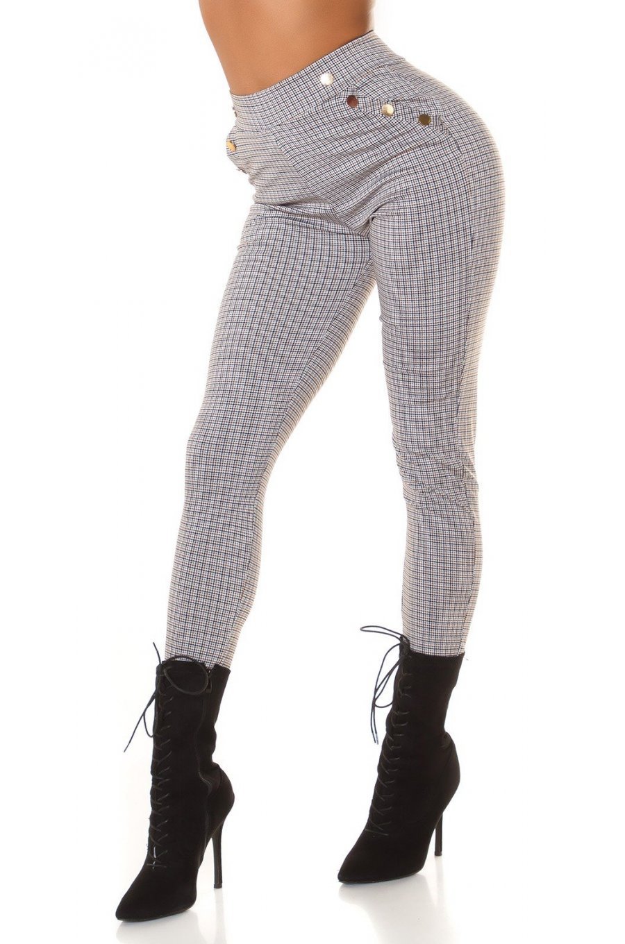 Pantaloni dama casual bronz in carouri mici Klasikinis Pantaloni dama casual bronz in carouri mici Klasikinis 1 - jojofashion.ro