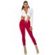 Pantaloni dama casual, burgundy, cu talia inalta, mulati, Shamra 6 - jojofashion.ro