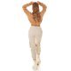 Pantaloni dama casual, cargo, bej, cu talia inalta, Mynevo Pantaloni dama casual, cargo, bej, cu talia inalta, Mynevo 6 - jojofashion.ro