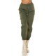Pantaloni dama casual, cargo, kaki, cu talia inalta, Mynevo 2 - jojofashion.ro