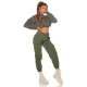 Pantaloni dama casual, cargo, kaki, cu talia inalta, Mynevo 4 - jojofashion.ro