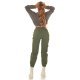 Pantaloni dama casual, cargo, kaki, cu talia inalta, Mynevo 6 - jojofashion.ro