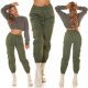 Pantaloni dama casual, cargo, kaki, cu talia inalta, Mynevo 7 - jojofashion.ro