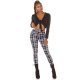 Pantaloni dama casual albi in carouri, cu talia inalta Tiktinis 4 - jojofashion.ro