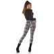 Pantaloni dama casual albi in carouri, cu talia inalta Tiktinis 6 - jojofashion.ro