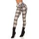 Pantaloni dama casual bej in carouri, cu talia inalta Tiktinis 2 - jojofashion.ro