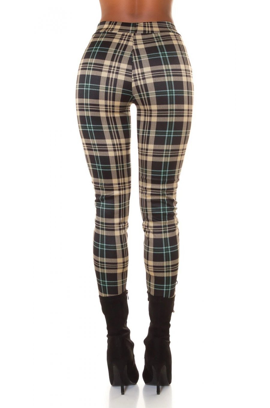 Pantaloni dama casual verzi in carouri, cu talia inalta Tiktinis Pantaloni dama casual verzi in carouri, cu talia inalta Tiktinis 2 - jojofashion.ro
