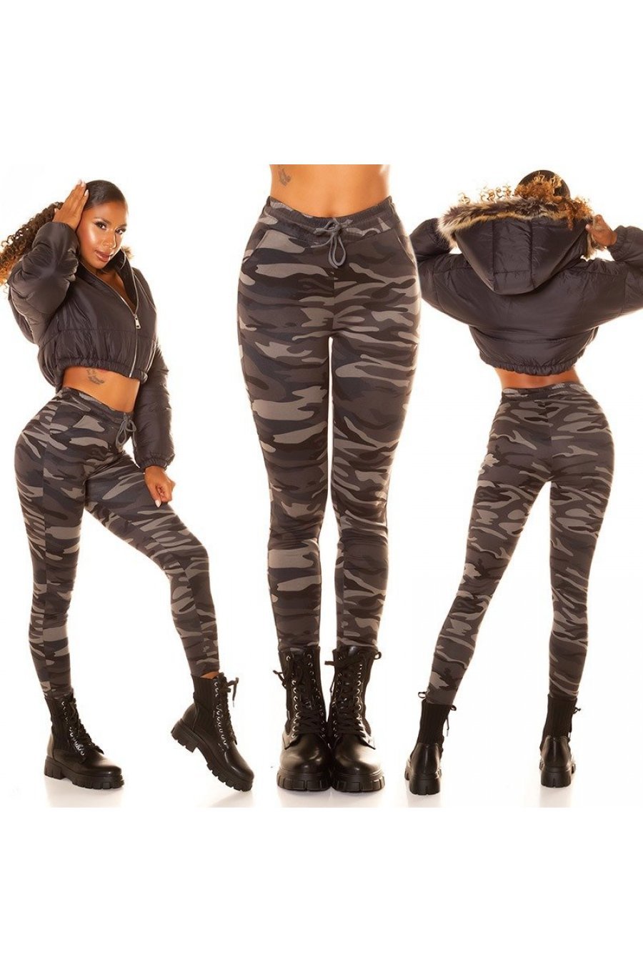 Pantaloni dama casual gri army print mulati Armeeck Pantaloni dama casual gri army print mulati Armeeck 6 - jojofashion.ro