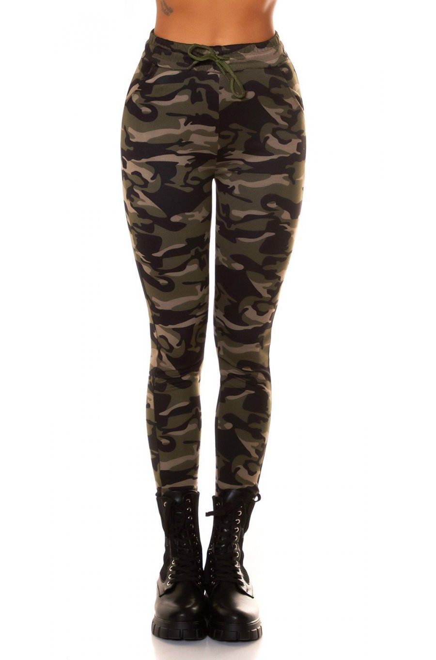 Pantaloni dama, casual, kaki, army print, mulati, Armeeck Pantaloni dama, casual, kaki, army print, mulati, Armeeck 1 - jojofashion.ro