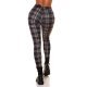 Pantaloni dama casual maro in carouri cu talia inalta Kariert 3 - jojofashion.ro