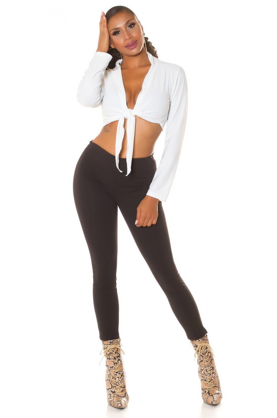 Pantaloni dama casual, negri, cu talia inalta, mulati, Shamra Pantaloni dama casual, negri, cu talia inalta, mulati, Shamra 3 - jojofashion.ro