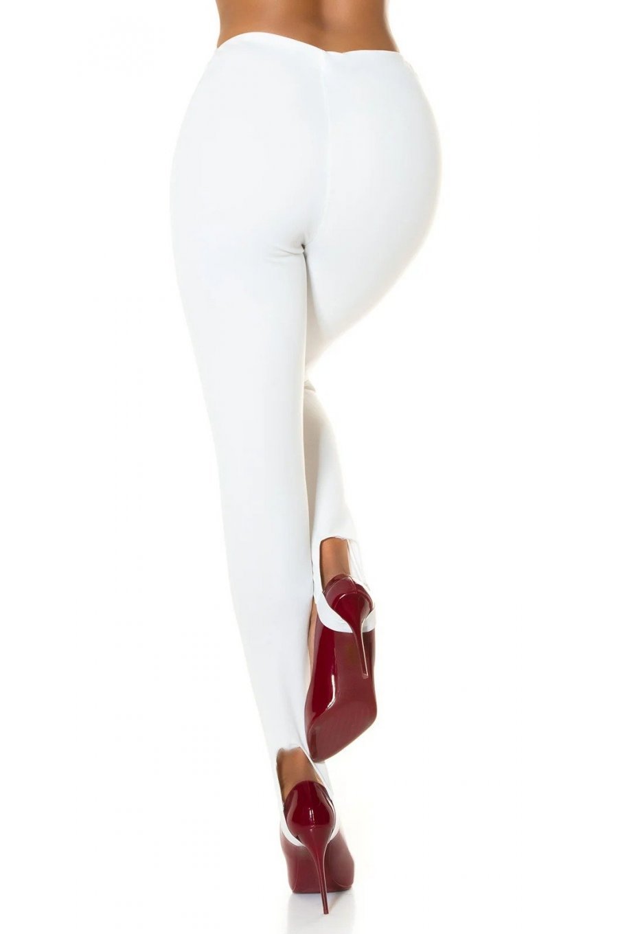 Pantaloni dama eleganti albi cu banda elastica sub talpa Paisley 3 - jojofashion.ro