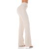 Pantaloni eleganti bej evazati cu talia inalta office Clara