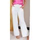 Pantaloni dama eleganti evazati, albi, cu talia inalta si curea lata, Raimonda 2 - jojofashion.ro