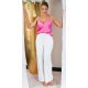 Pantaloni dama eleganti evazati, albi, cu talia inalta si curea lata, Raimonda 4 - jojofashion.ro