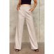 Pantaloni dama eleganti, evazati, bej, cu dungi verticale, cu talia inalta, Akella 2 - jojofashion.ro