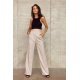 Pantaloni dama eleganti, evazati, bej, cu dungi verticale, cu talia inalta, Akella 5 - jojofashion.ro