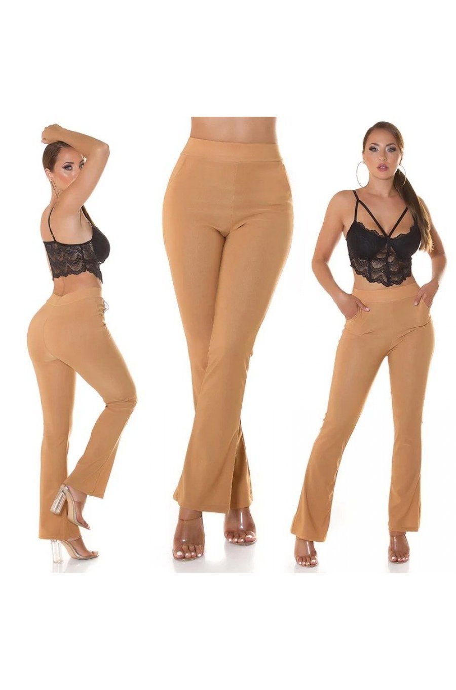 Pantaloni dama eleganti evazati bej Felipa Pantaloni dama eleganti evazati bej Felipa 5 - jojofashion.ro