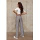 Pantaloni dama eleganti, evazati, gri cu dungi albe, cu talia inalta, Akella 3 - jojofashion.ro