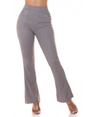 Pantaloni dama eleganti evazati gri Felipa - jojofashion.ro
